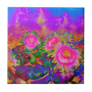 Azulejo De Cerâmica Pintor de aquarelas abstrato cor-de-rosa