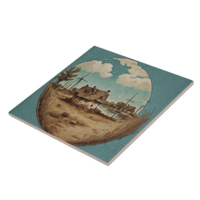 Azulejo De Cerâmica Pintura a óleo das paisagens marítimas n.o9 (Lateral)