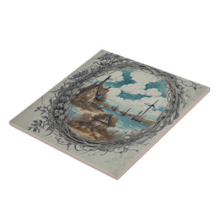 Azulejo De Cerâmica Pintura a óleo das paisagens marítimas n.o 10