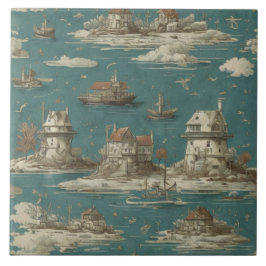 Azulejo De Cerâmica Pintura a óleo das paisagens marítimas n.o 11