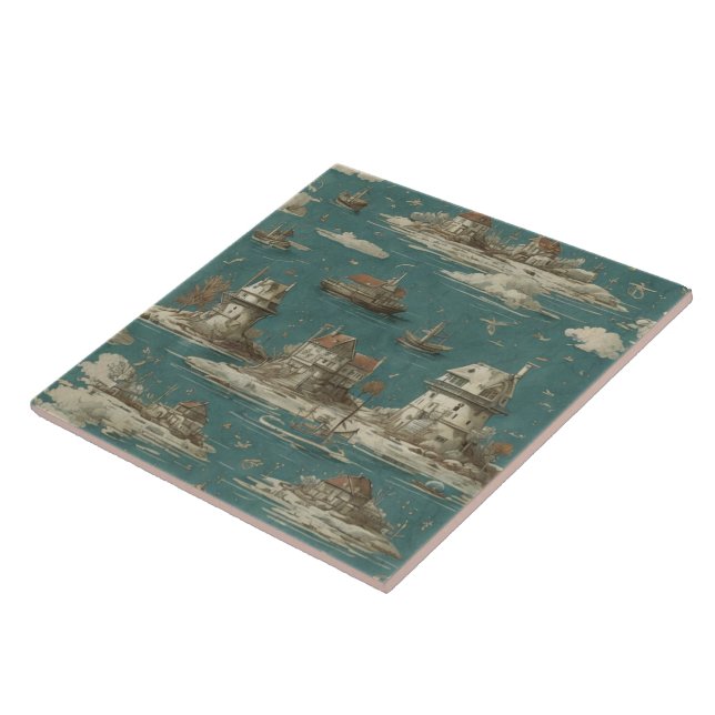 Azulejo De Cerâmica Pintura a óleo das paisagens marítimas n.o 11 (Lateral)