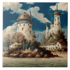 Azulejo De Cerâmica Pintura a óleo das paisagens marítimas n.o 8