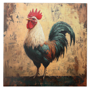 Azulejo De Cerâmica Pintura a óleo de frango Galo Ousado