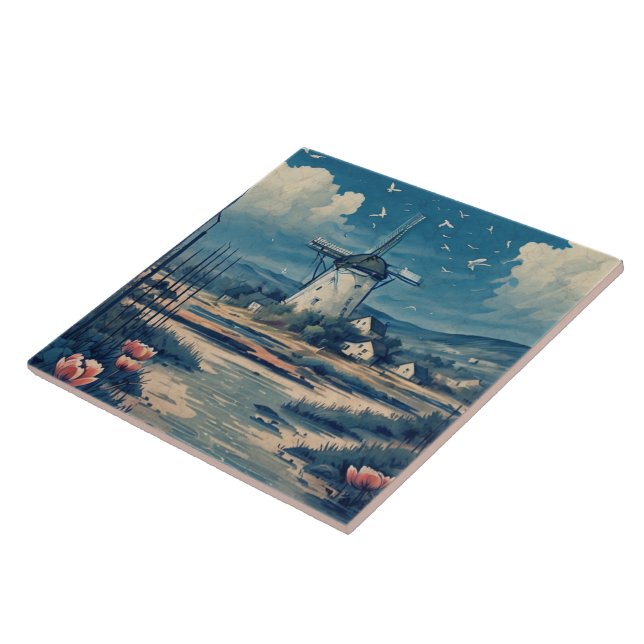 Azulejo De Cerâmica Pintura a óleo em paisagens marítimas n.o 6 (Lateral)