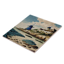 Azulejo De Cerâmica Pintura a óleo em paisagens náuticas n.o 3