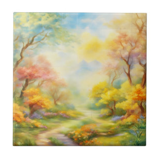 Azulejo De Cerâmica pintura a óleo paisagem de primavera 2