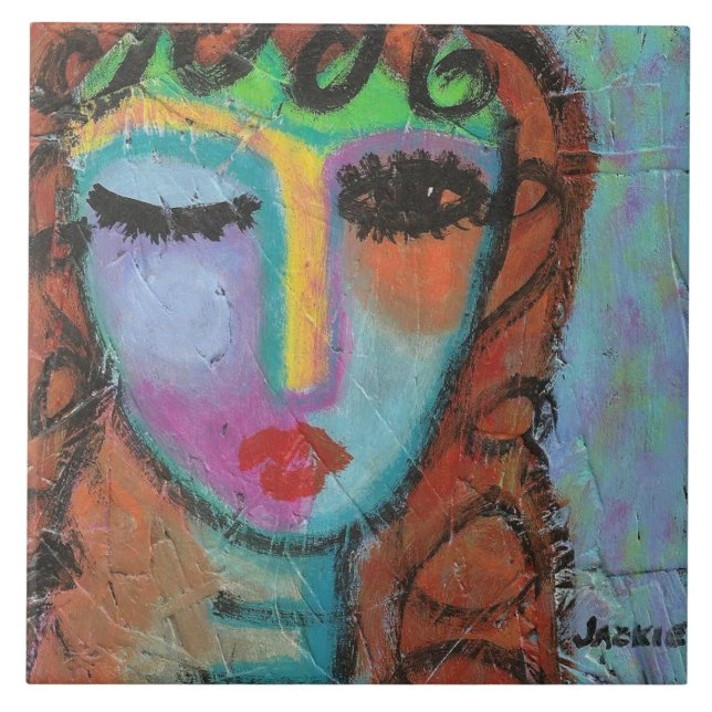 Azulejo De Cerâmica Pintura acrílica Abstrato de Banguecoque em BSB (Frente)