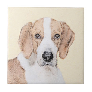 Azulejo De Cerâmica Pintura Americana de Foxhound - Arte Cachorra Orig
