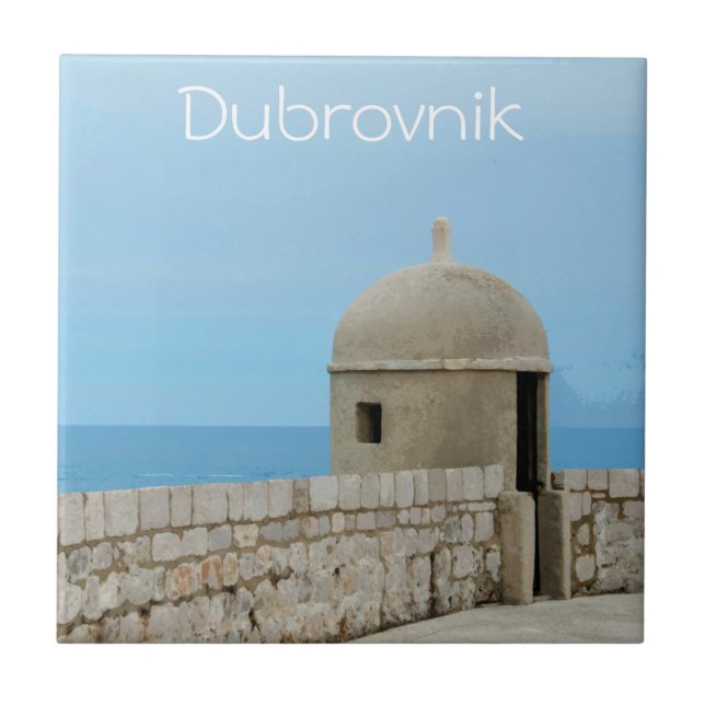 Azulejo De Cerâmica Pintura aquosa da parede da cidade de Dubrovnik (Frente)