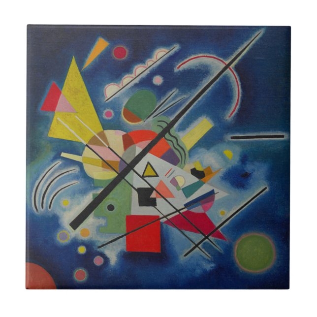 Azulejo De Cerâmica Pintura azul de Kandinsky (Frente)