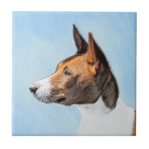Azulejo De Cerâmica Pintura Basenji - Arte Original Custa