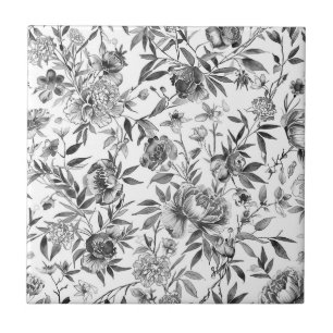 Azulejo De Cerâmica Pintura Botânica Floral em Aquarela Chinesa
