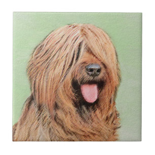 Azulejo De Cerâmica Pintura Briard - Arte Cachorro Original