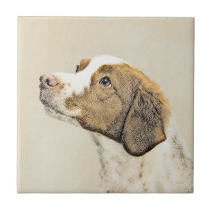 Azulejo De Cerâmica Pintura Brittany - Arte Cachorra Original