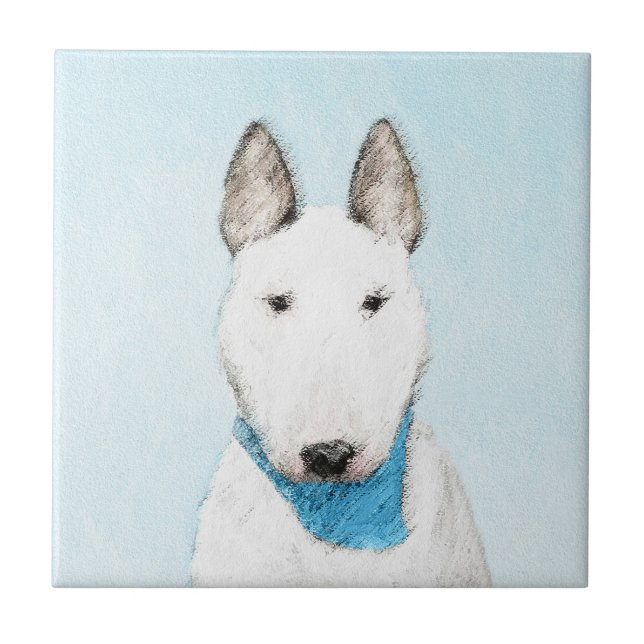 Azulejo De Cerâmica Pintura Bull Terrier - Arte Cachorro Original Boni (Frente)