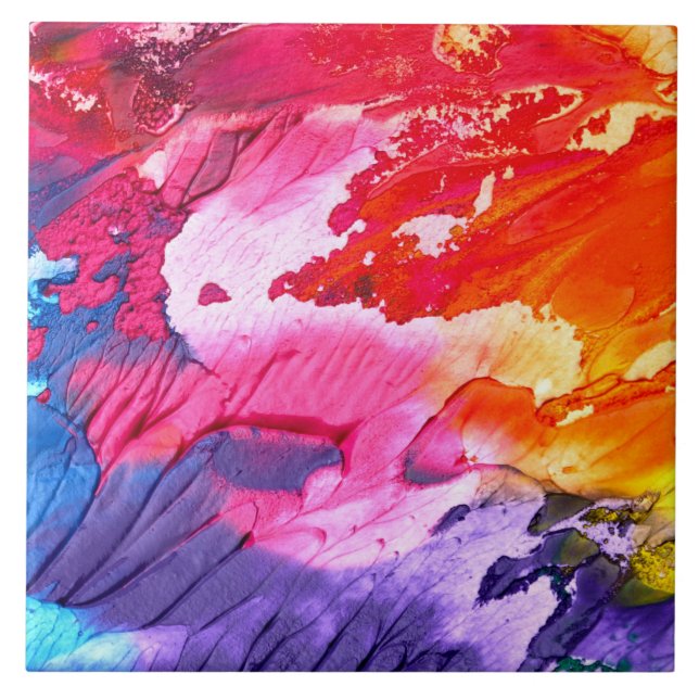 Azulejo De Cerâmica Pintura Colorida de Abstrato (Frente)