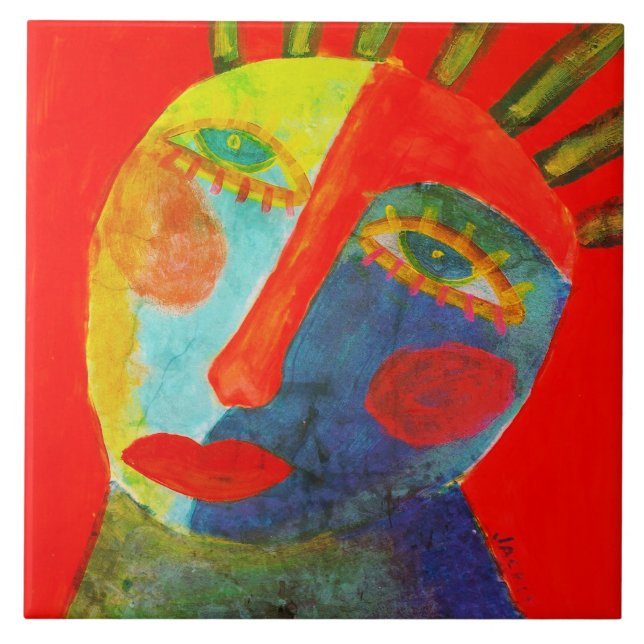 Azulejo De Cerâmica Pintura Colorida de Abstrato (Frente)