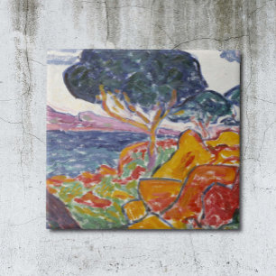 Azulejo De Cerâmica Pintura Colorida de Paisagem Vintage Mountain