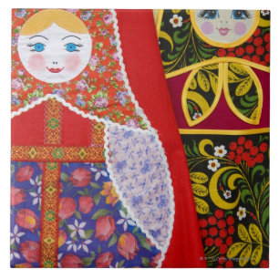 Azulejo De Cerâmica Pintura da boneca de Matryoshka do russo