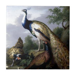 Azulejo De Cerâmica Pintura da família de pássaro do pavão