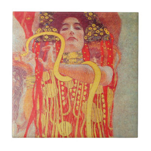 Azulejo De Cerâmica Pintura da Mulher Vermelha com Cobra de Ouro de Gu
