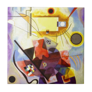 Azulejo De Cerâmica Pintura de Abstrato Amarelo Azul Kandinsky