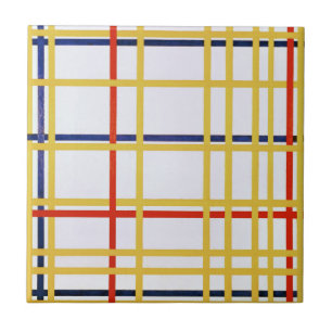Azulejo De Cerâmica Pintura de Abstrato Nova Iorque I de Piet Mondrian