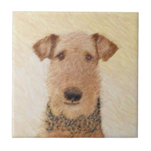 Azulejo De Cerâmica Pintura de Airedale Terrier - Arte original bonita