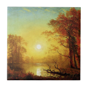 Azulejo De Cerâmica pintura de Albert Bierstadt, Nascer do Sol,