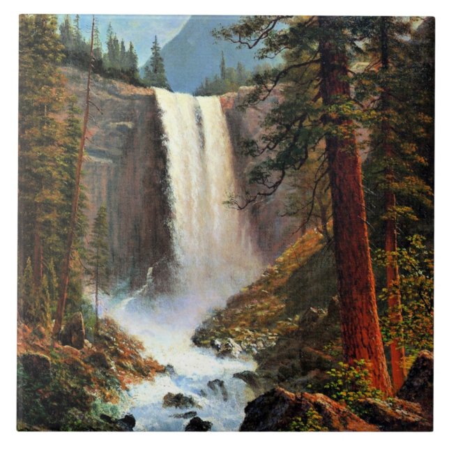 Azulejo De Cerâmica Pintura de Albert Bierstadt, Vernal Falls (Frente)