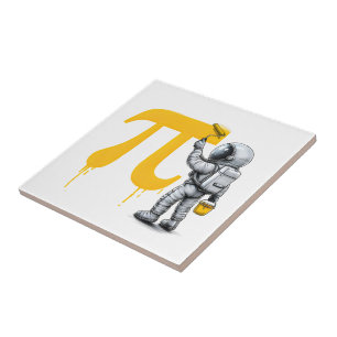 Azulejo De Cerâmica Pintura de astronauta legal símbolo Pi Dia do Pi