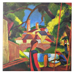 Azulejo De Cerâmica Pintura de August Macke, Crianças na Fonte