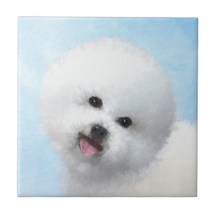 Azulejo De Cerâmica Pintura de Bichon Frise - Arte de Cachorro Origina