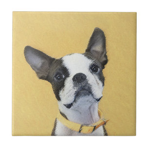 Azulejo De Cerâmica Pintura de Boston Terrier - Arte de Cachorro Origi