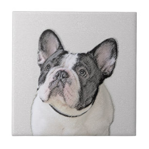 Azulejo De Cerâmica Pintura de Bulldog Francês (Brindle Pied) - Arte C