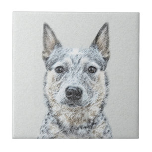 Azulejo De Cerâmica Pintura de Cachorro Australiano - Arte Original Bo