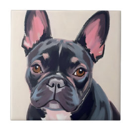 Azulejo De Cerâmica Pintura de Cachorro Bulldog Francês
