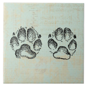 Azulejo De Cerâmica Pintura De Cachorro Imprime Cor Verde Da Pintura D