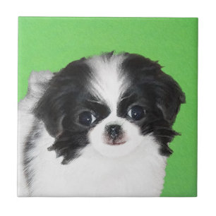 Azulejo De Cerâmica Pintura De Cachorro Japonês - Arte Original De Ca