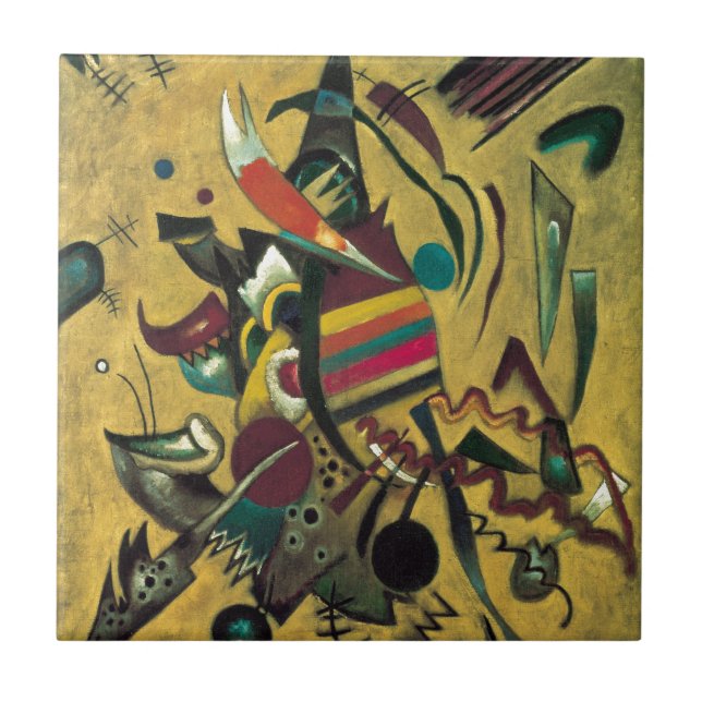 Azulejo De Cerâmica Pintura de Canvas de Pontos Kandinsky (Frente)
