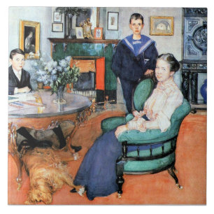 Azulejo De Cerâmica Pintura de Carl Larsson - Hakon, Daga e Edgar,