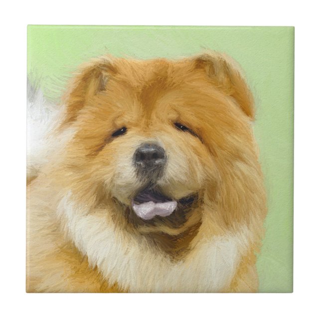 Azulejo De Cerâmica Pintura De Chow Chow - Arte De Cachorro Original (Frente)