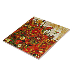 Azulejo De Cerâmica Pintura de Egon Schiele, Campo de Flores
