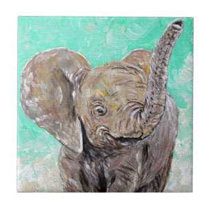 Azulejo De Cerâmica Pintura de elefante bebê