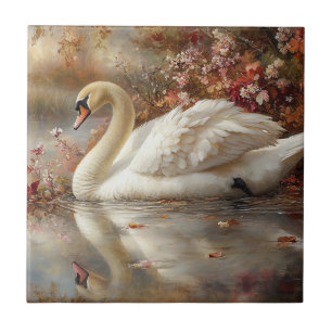 Azulejo De Cerâmica Pintura de Folhagem de Swan Pastel Autumn