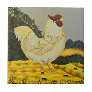 Azulejo De Cerâmica Pintura de Frango ao Estilo Antigo