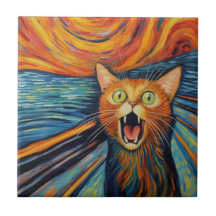 Azulejo De Cerâmica Pintura de gatos vermelhos e loucos