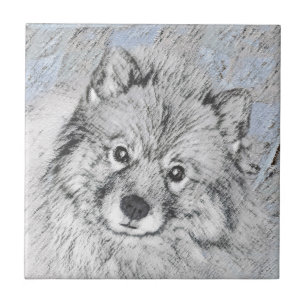 Azulejo De Cerâmica Pintura de Keeshond Beth - Arte de Cachorro Origin