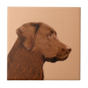 Azulejo De Cerâmica Pintura de Labrador Retriever (Chocolate) - Arte C