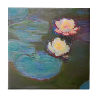 Azulejo De Cerâmica Pintura de Lírios de Água de Monet Lagoa Lírios de